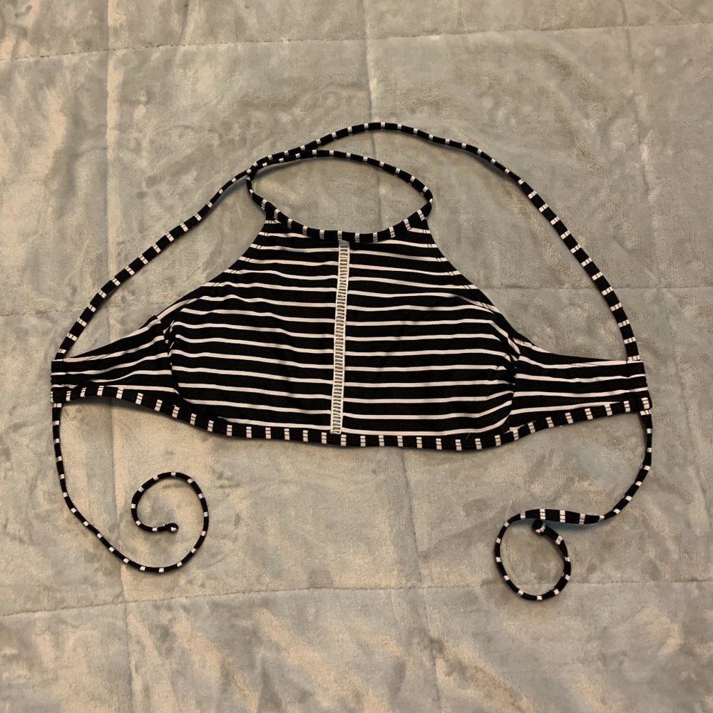 Medium B&W Halter Neck Swim Top